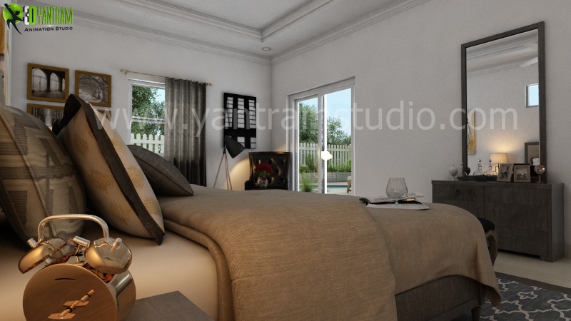 Modern 3D Interior Bedroom View - Master Bedroom Interior Design. Our Interior Design Studio has Expertise in Bedroom Design. We have collection of Elegant and Modern Bedroom design ideas for your home. We are expert in Architectural design Berlin, 3D Interior Design Milan, Architectural  by Yantramarchitecturaldesignstudio