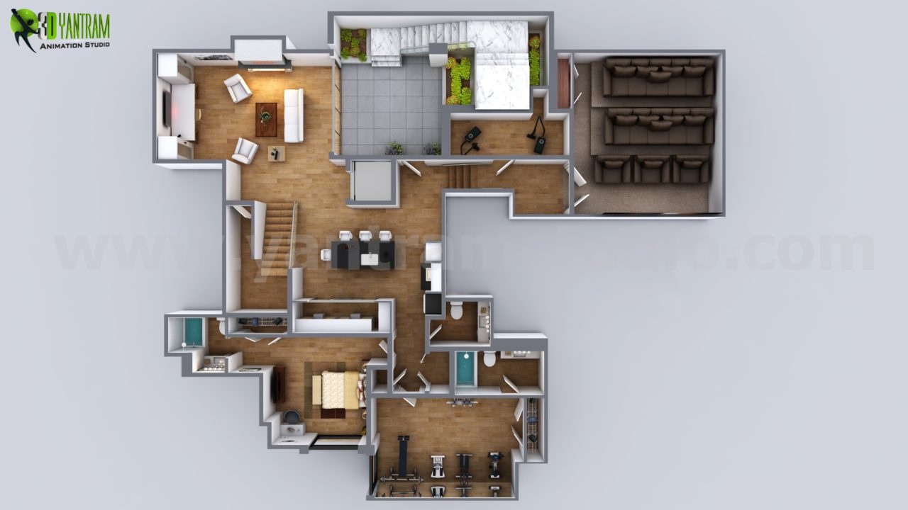 3D Modern Floor Plan Residential Design.jpg -  by Yantramarchitecturaldesignstudio