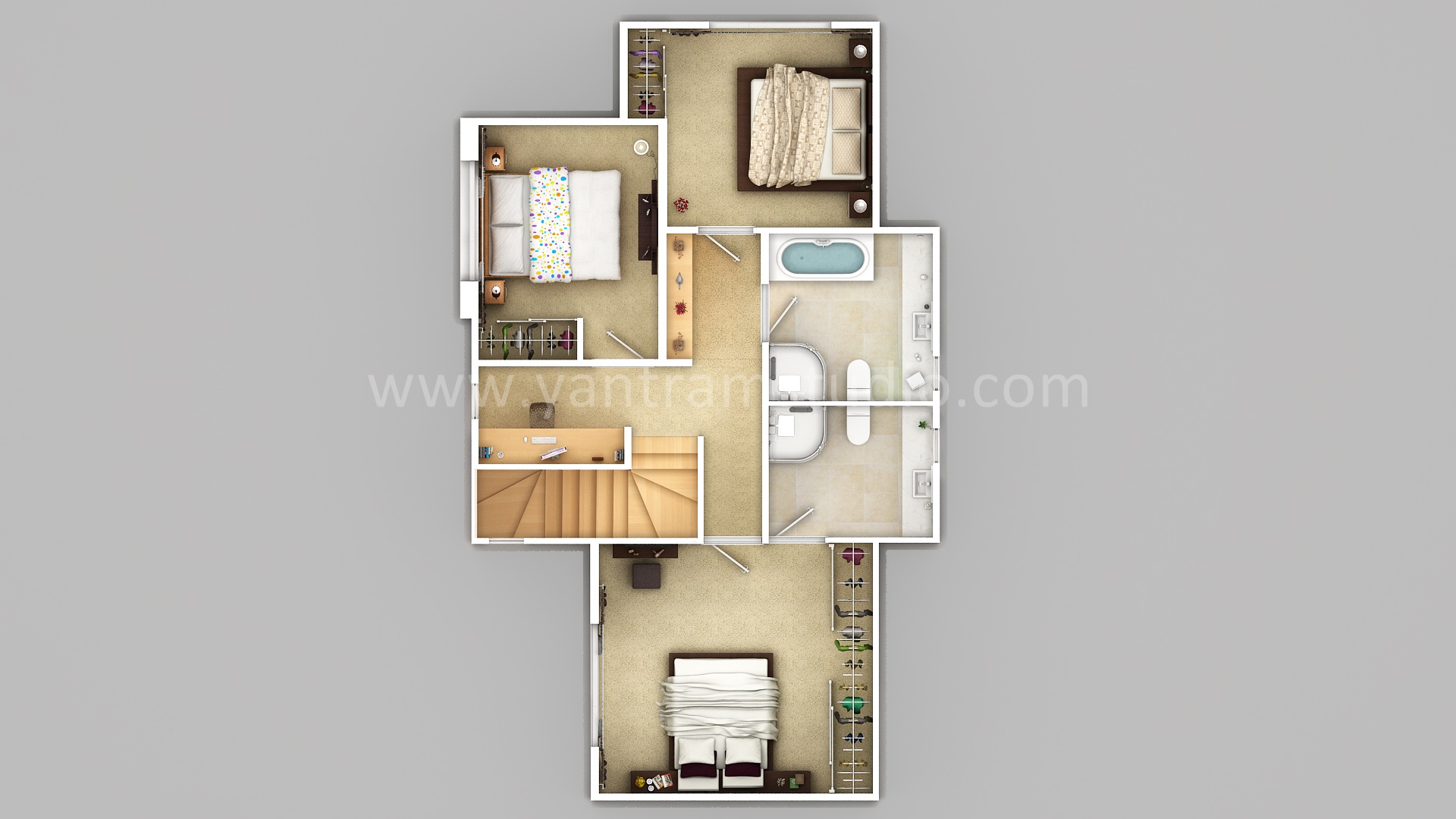 House Plan in 2D Model - 2d floor Plan Maker by Yantramarchitecturaldesignstudio