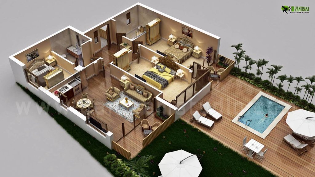 3d floor plan traditional furniture theme design development.jpg - Residential House 3D Floor Plan Design  by Yantramarchitecturaldesignstudio