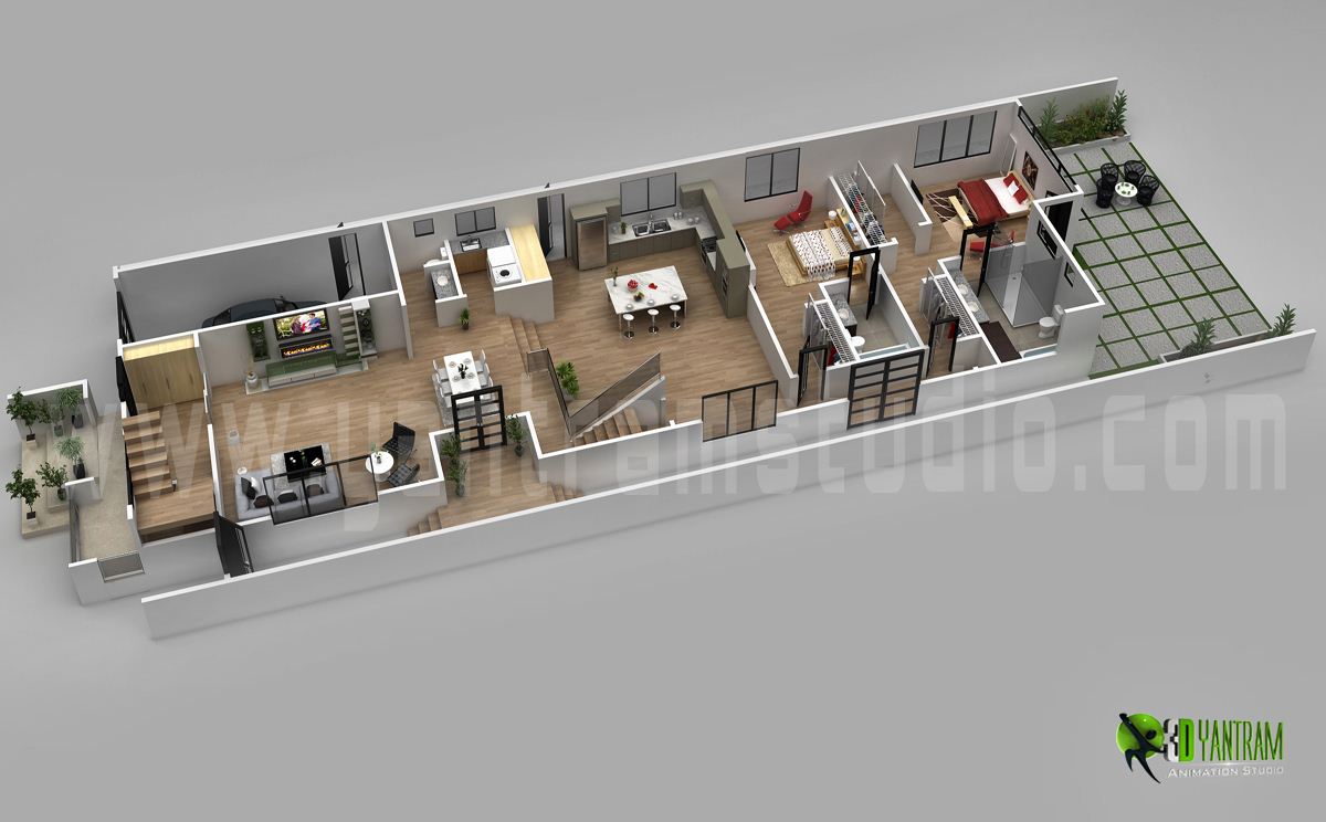 3d Floor Plan Design For Modern Home Architecture 3d Floor Plan