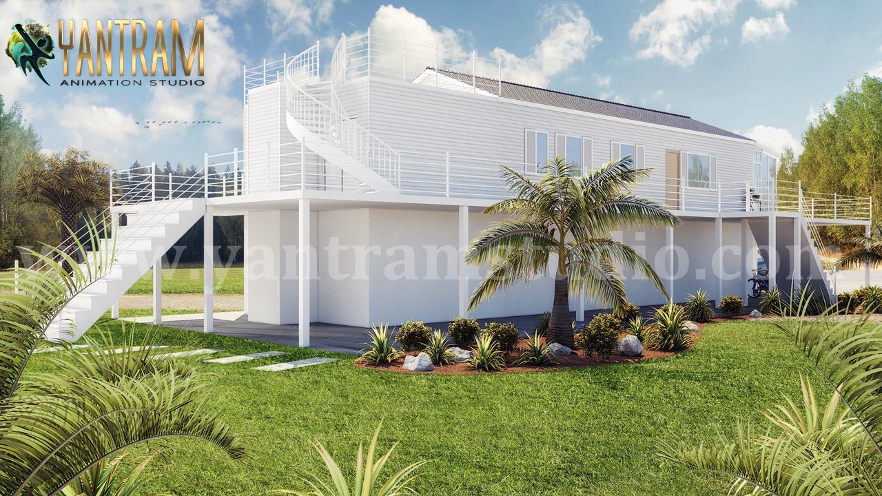 backyard-landscape-view-White-Farmhouse-3d-exterior-house-designs-by-architectural-animation-services.jpg -  by Yantramarchitecturaldesignstudio