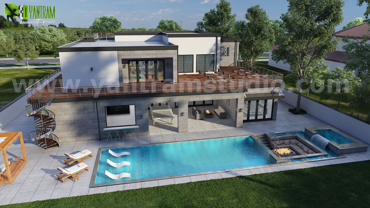3d-exterior-walkthrough-home-with-pool-view-rendering.jpg -  by Yantramarchitecturaldesignstudio