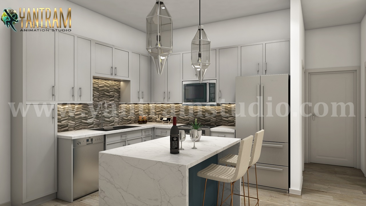 Modern Kitchen Interior 3d Rendering by architectural modeling services.jpg -  by Yantramarchitecturaldesignstudio