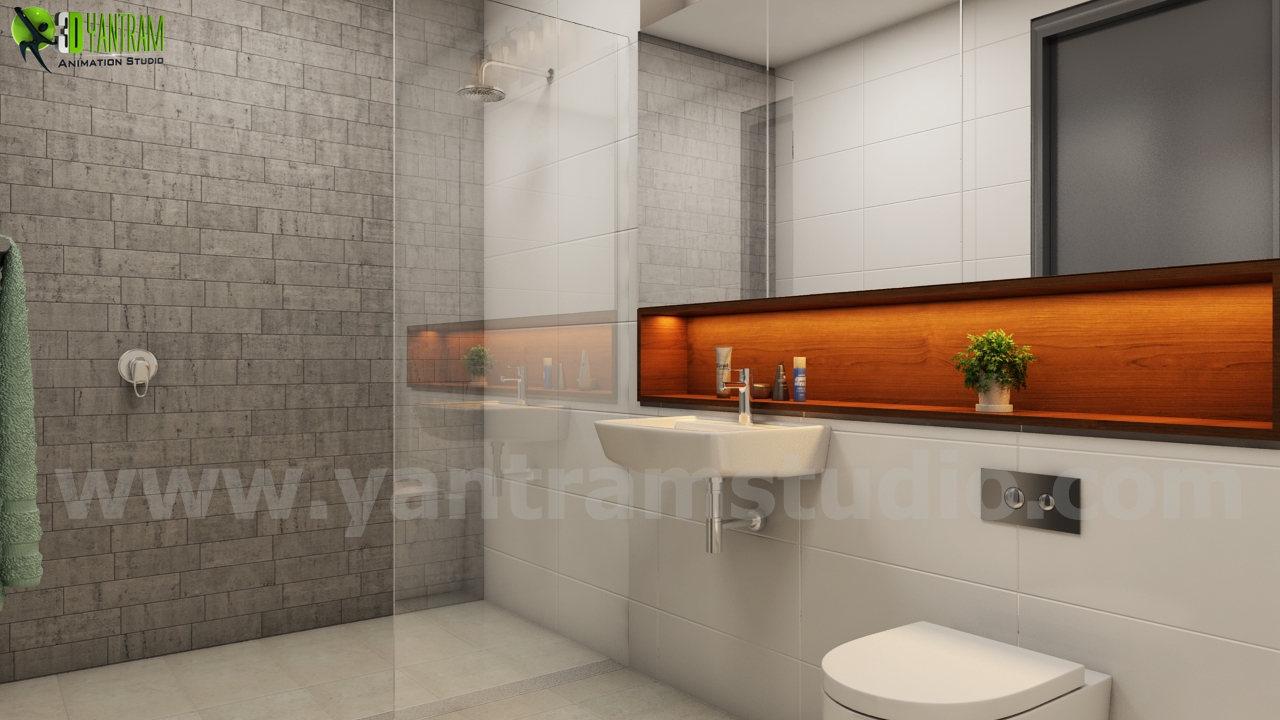 3d Interior Bathroom Rendering Design - architectural design home plans by Yantramarchitecturaldesignstudio
