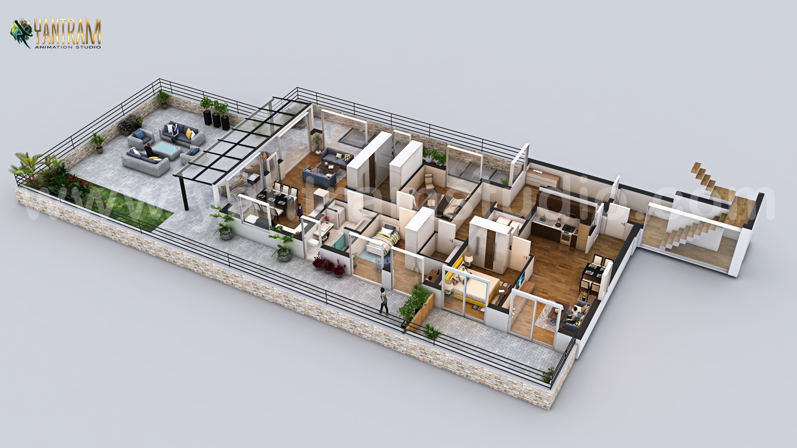 penthouse 3d floor plan rendering modern design ideas development.jpg -  by Yantramarchitecturaldesignstudio