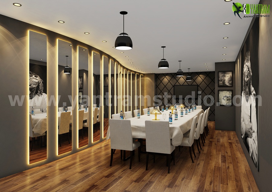 Modern Dining Room Interior Design Rendering - Modern Dining Room Interior Design Rendering, We have collection of Elegant and Modern Interior design ideas. We are expert in 3D Interior Designers, 3D Interior Design, photo-realistic renderings studio. by Yantramarchitecturaldesignstudio