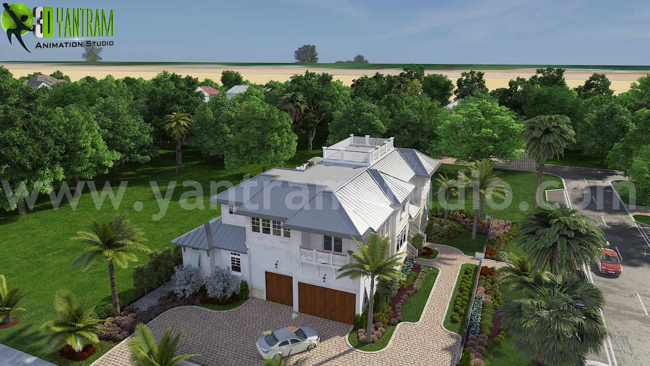 Modern Exterior Design Ideas for Beach House by 3d animation studio New jersey, USA - These beach style house will give you all the benefits of a beach vacation. Natural textures, furniture in neutral hues and paint colors inspired by the sea and sky give these rooms a beach feel.  http://www.yantramstudio.com/ by Yantramarchitecturaldesignstudio