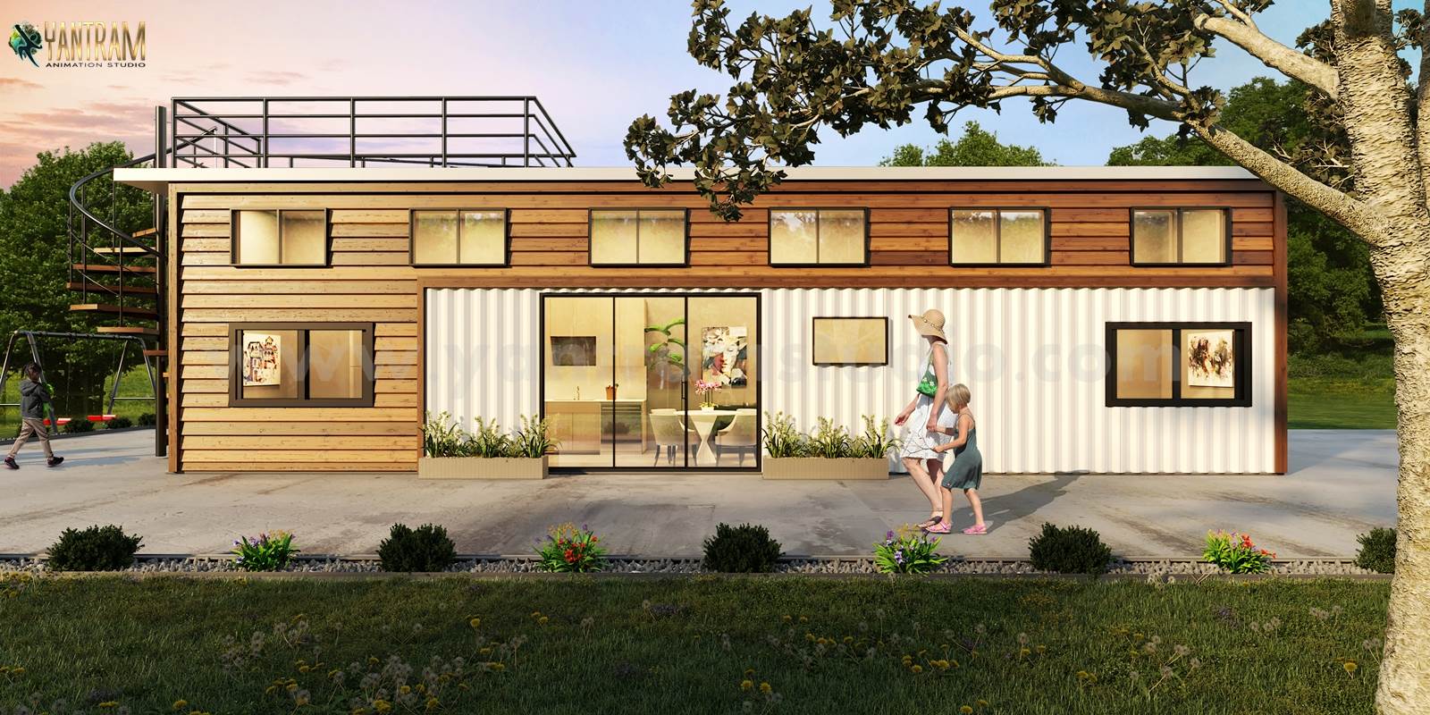 Popular Shipping Container House 3D Exterior Rendering Services by Architectural Design Studio, Amsterdam - Netherland.jpg -  by Yantramarchitecturaldesignstudio