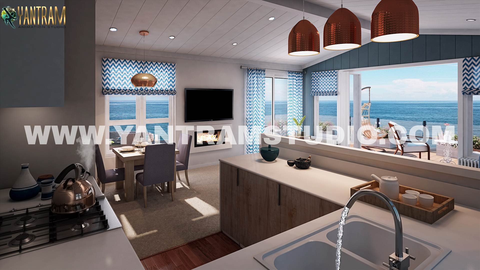 Amazing 3d interior design of kitchen living room by Architectural Visualisation Studio.jpg -  by Yantramarchitecturaldesignstudio