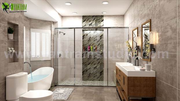 Project 53: Bathroom Interior Design 
Client: 932. Patrina
Location: Cape Town - South Africa

Interior Design Bathroom of Residential House Design with an awesome color combination of floor tiles and shower wall with a feel of modern furniture - Tap,