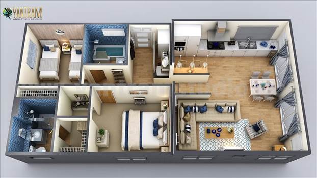 3D Floor Plan Rendering of small Home - 3D floor plan rendering is a 3-Dimensional illustration of a 2D floor plan, It replaces the traditional black-and-white 2D floor plan, making it easier for home buyers to learn.For More Visit: https://www.yantramstudio.com/3d-floor-plan.html