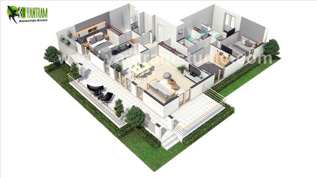 European 3D Home Floor Plan Design ideas by Yantram 3D Virtual Floor Plan Design, Paris - France