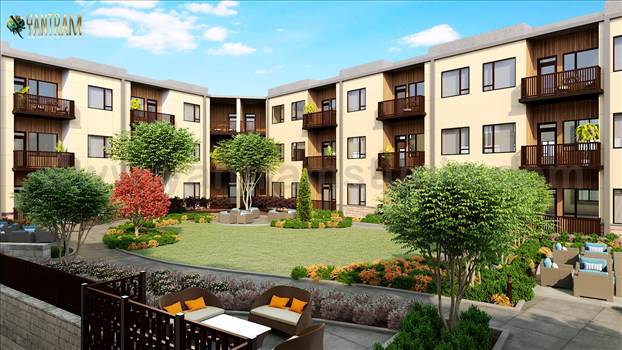 Community of 3d exterior rendering services - Project 1587: Residential Courtyard Community of architectural rendering service
Client: 983 Joy
Location: Charles Town - West Virginia

Residential courtyard 3d architectural rendering community designed by architectural rendering studio. A garden in