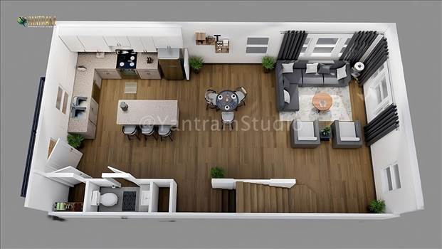 3D Floor Plan Rendering for a Visionary House - A 3D Floor Plan Rendering is a design in a box, which holds the ability to visualize the entire property and the function of every peculiar detail. Yantram 3D Architectural Rendering Studio can help you create a 3D Floor Plan design for your future house 