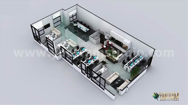 3D Floor Plan Rendering of Small Office in Orlando - If you are looking for a realistic 3d floor plan rendering for Small Office in Orlando, Florida, then you’re at the right place. Imagine how you would develop your own home office if you had a large enough budget to do so.