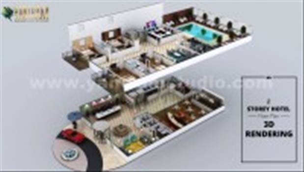 3D Virtual Floor Plan  BY San Antonio, Texas - Project 2025: Hotel 3D Virtual Floor Plan Rendering With Beautiful Backyard Pool Landscaping
Location: San Antonio, Texas
A 3D Floor Plan Can Be Defined As A Virtual Model Of Storey Hotel. It Is Often Used To Better Convey Architectural Modeling Firm To
