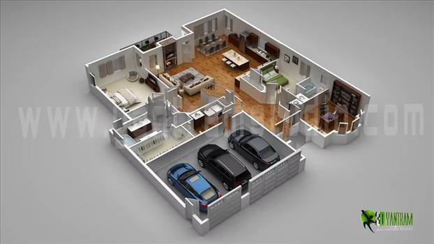 3D Floor Plan Design of Modern Apartment