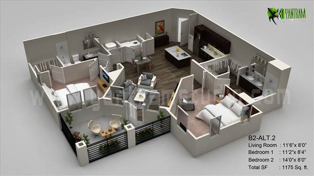 Yantram Studio offering 3D Floor Plan Visualization, Virtual Floor Plan, 3D Floor Plan Maker.