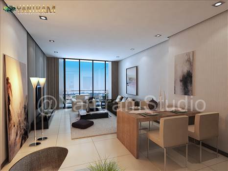 3d Interior Visualization  Living Room - 3d Interior Visualization knows exactly what client is looking for, in their future property. Yantram 3d animation studio has an excellent  3D Interior Designing team, that produces edge-cutting 3D Interior Visualization. Using the best features and exemp