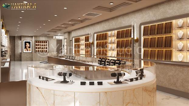 3D Interior Rendering of a Modish jewelry boutique - 3D Interior Rendering shows the property in a picturized way in Los Angeles before the actual construction, it lets the client participate in the observation of the 3D Interior Design. Yantram 3D Architectural Rendering Studio has completed this project f