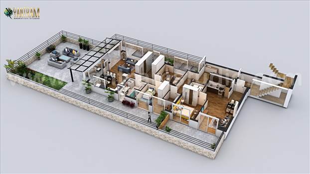 3D Floor Plan of Residential Houses in New York - 3d floor plans allow the viewer to get a much better understanding of the overall layout, size, and flow of a space. Yantram 3d architectural rendering studio gives floor plan rendering services using the latest technology and equipment.