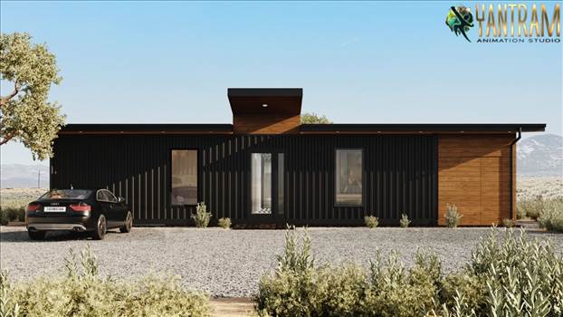 Beautiful container home 3D Exterior design by Architectural Animation Services, San Jose, California