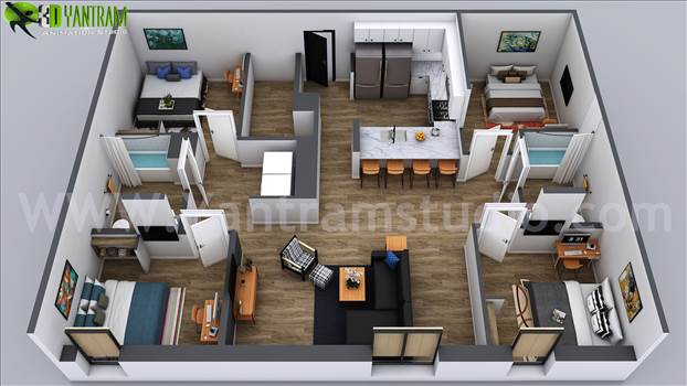 3D Floor Plan Design Services of Apartment newyork - A 3D floor plan Design Service is a type of Service That Provide a Rendered image that shows you the layout of a home or property from above.
Yantram 3D Architectural Visualisation Studio can Provide high-quality 3D floor plan design.
