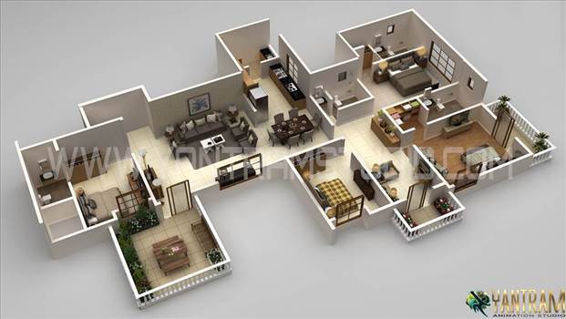 3D Floor Plan Design of a house in Dallas, Texas - 3D Floor Plan Design of a beautiful house is created by Yantram 3D Architectural Visualization Studio. 3D Floor Plan helps in visualizing the interior of a property in a brief way. 3D Visualization helps to create an ideology for utilizing all possible an
